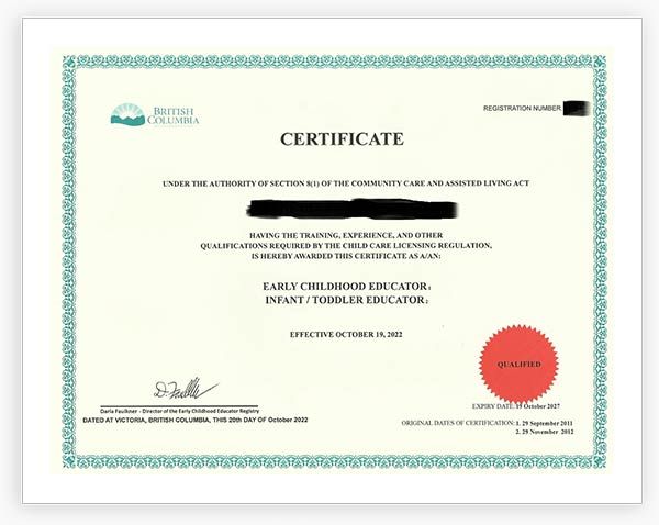 Photo 24: ECE Certificate
