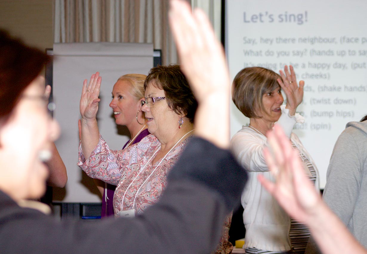 participating in a conference with a show of hands