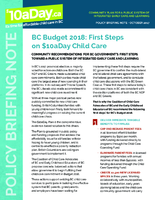 BC Budget 2018: First Steps on $10aDay Child Care <br /> (Oct. 2017)